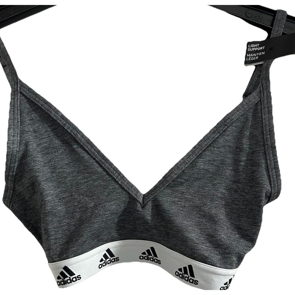 Adidas Pure B LS Bra Bralette Cotton Blend Adjustable Straps Gray 2XS